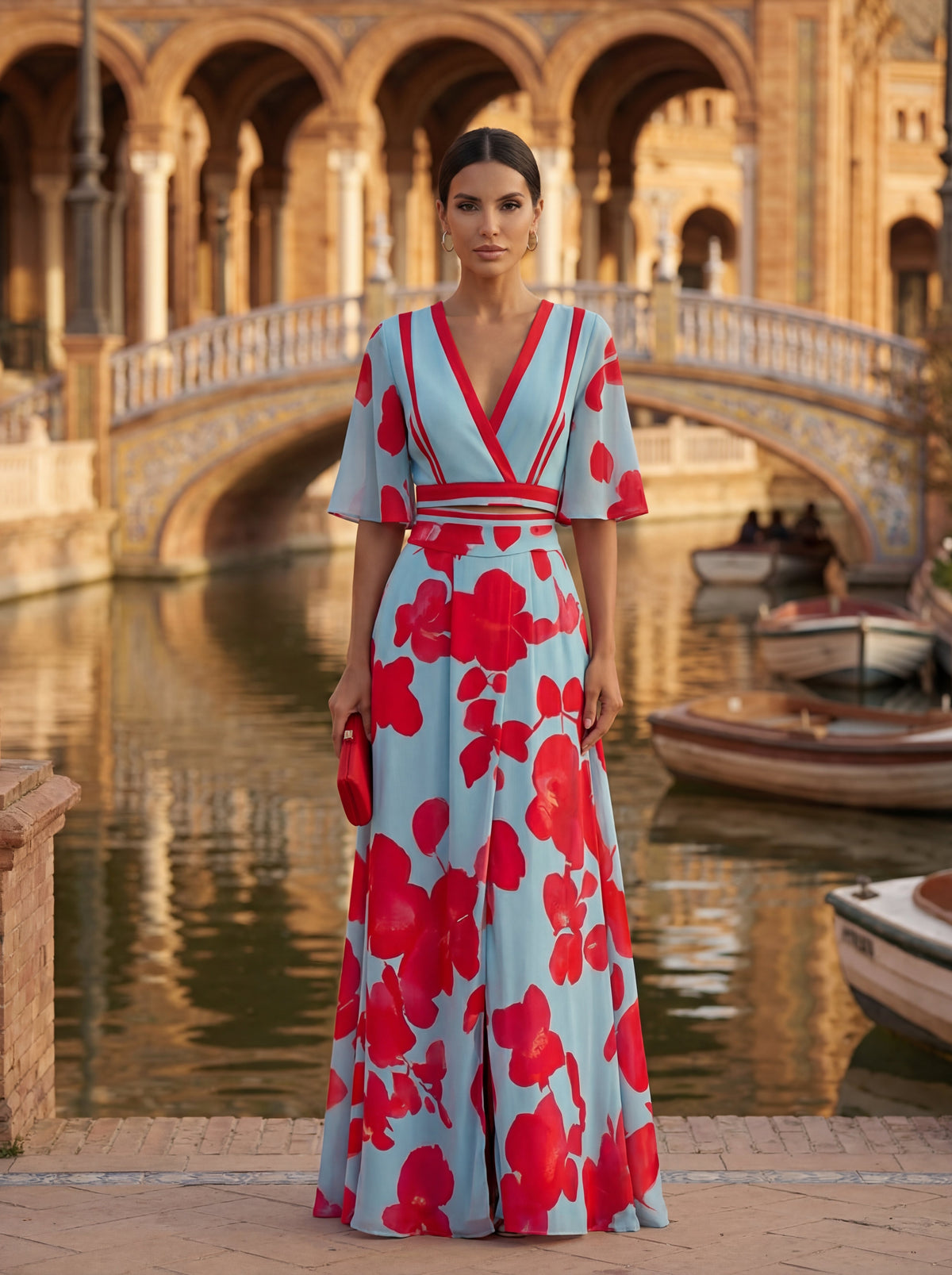 Noélia - Vestido de Primavera Floral com Decote em V