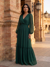 Ana - Vestido de chiffon com decote em V