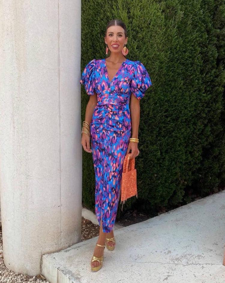 Raquel | Vestido Midi com Mangas Tufadas