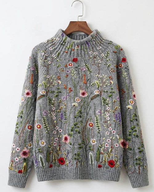 Maurine™ | Vintage cvetlični pleten pulover