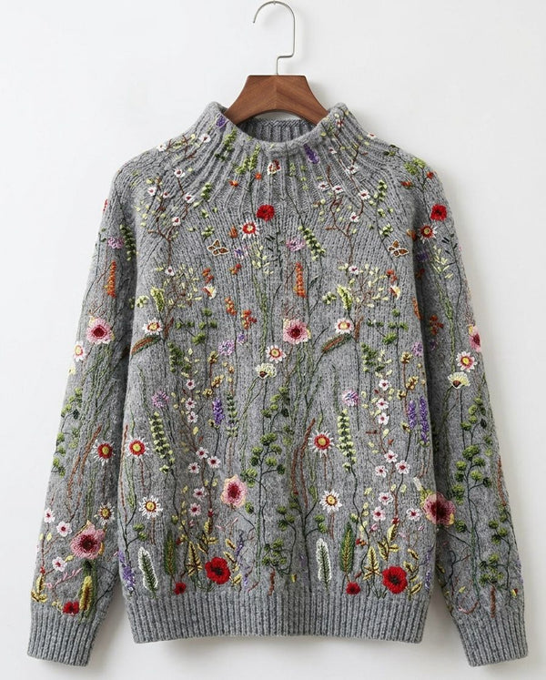 Maurine™ | Vintage cvetlični pleten pulover