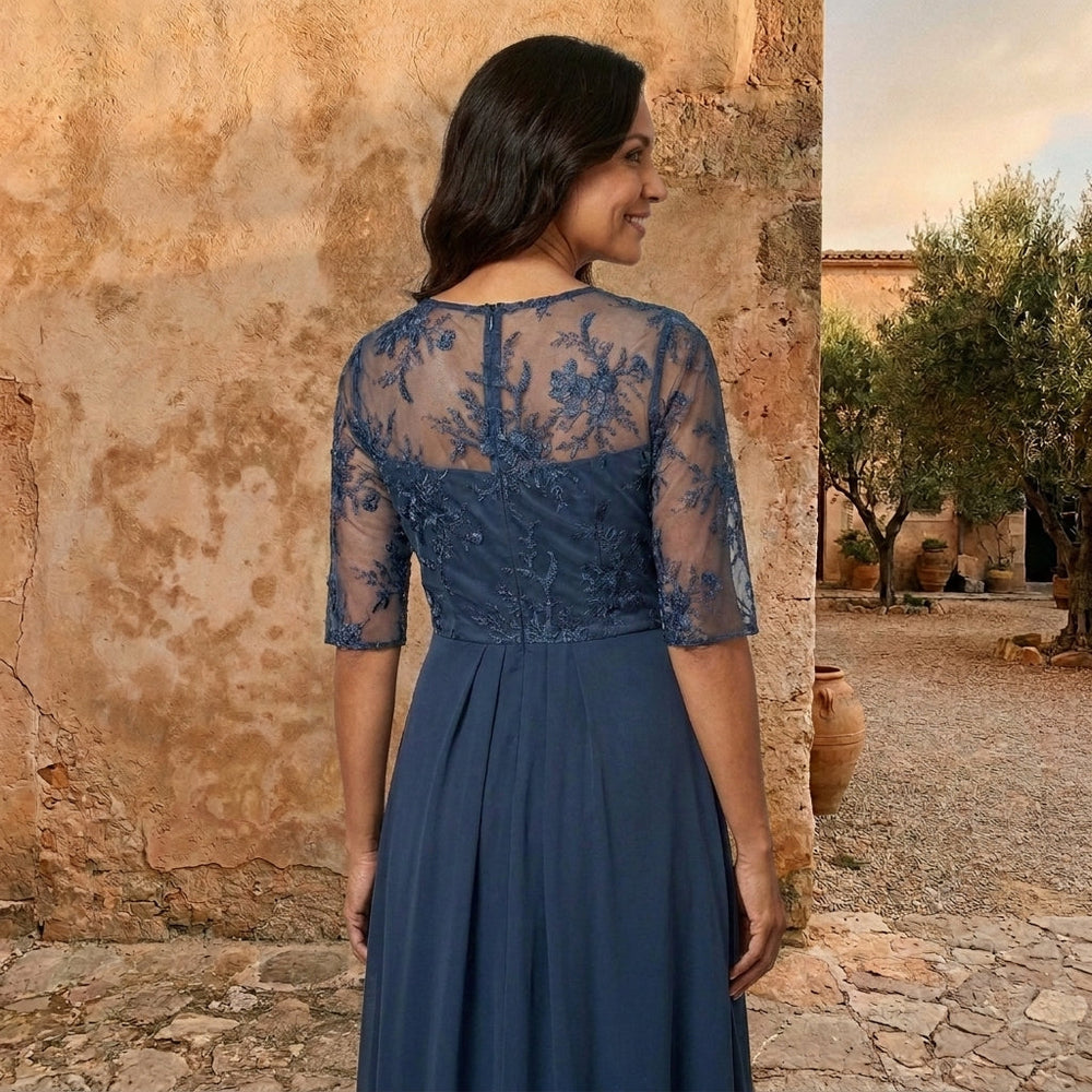 Leonor | Vestido de Chiffon com Corpete de Renda