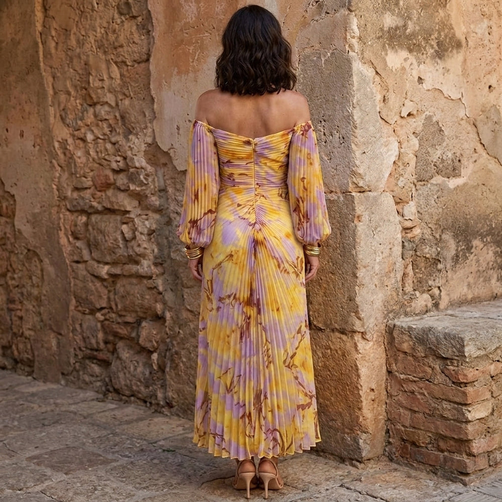 Gregória | Vestido Comprido Floral com Decote Profundo