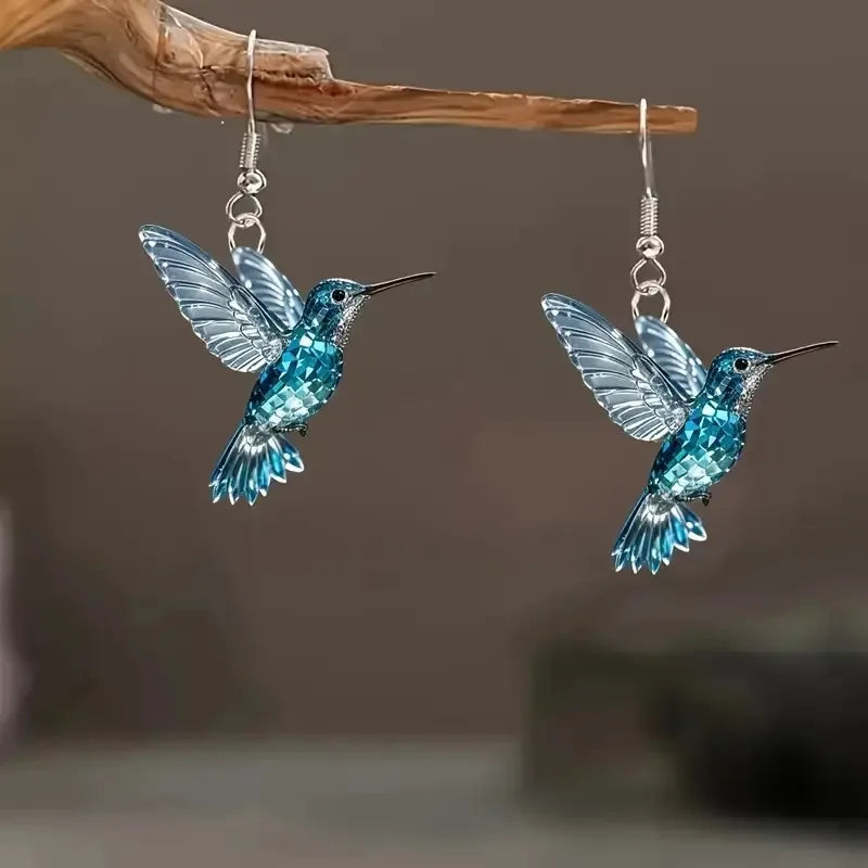 Elvira | Brincos Colibri Cristal Azul