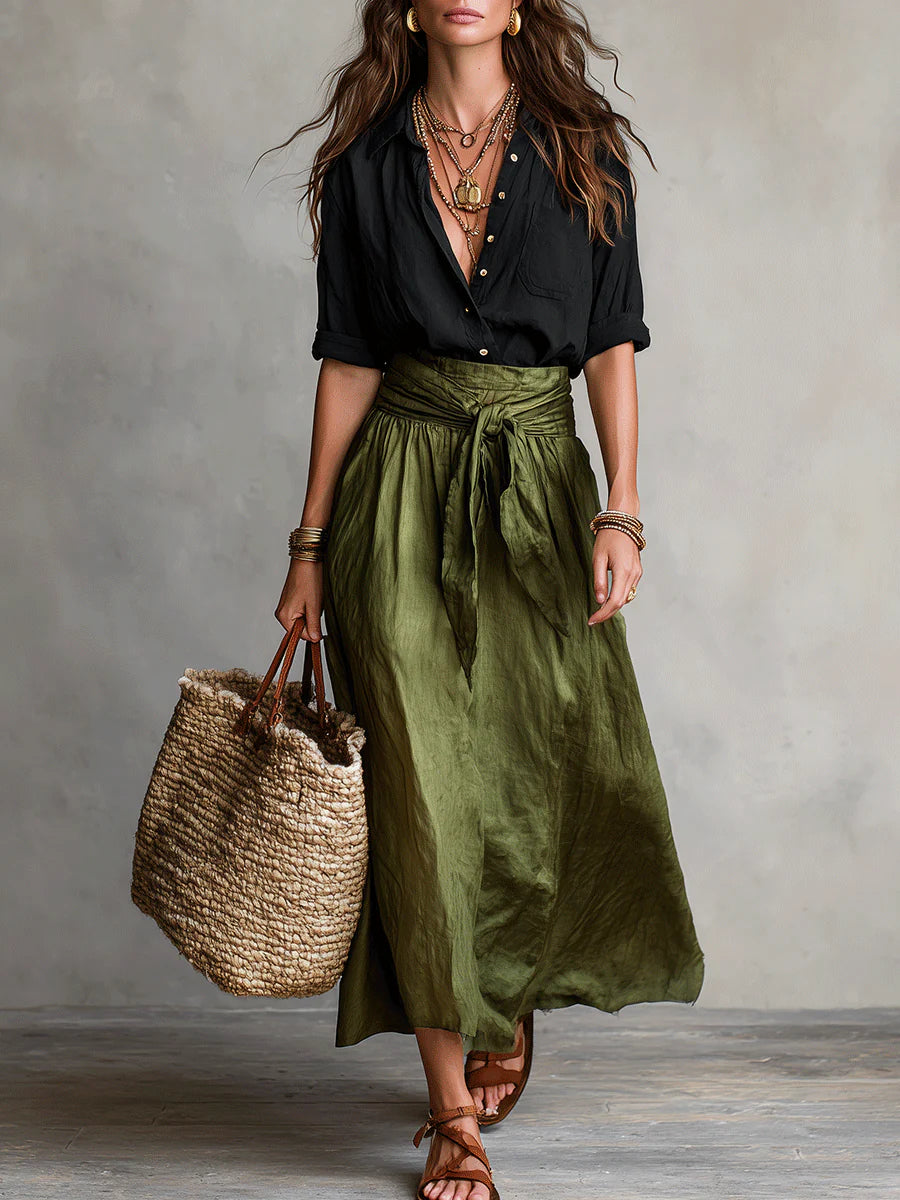 Rita | Conjunto de Camisa e Saia Midi