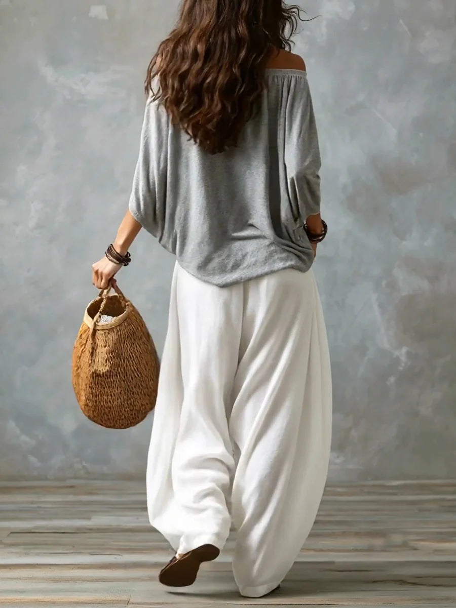 Judite | Conjunto com Top Assimétrico e Calça Palazzo