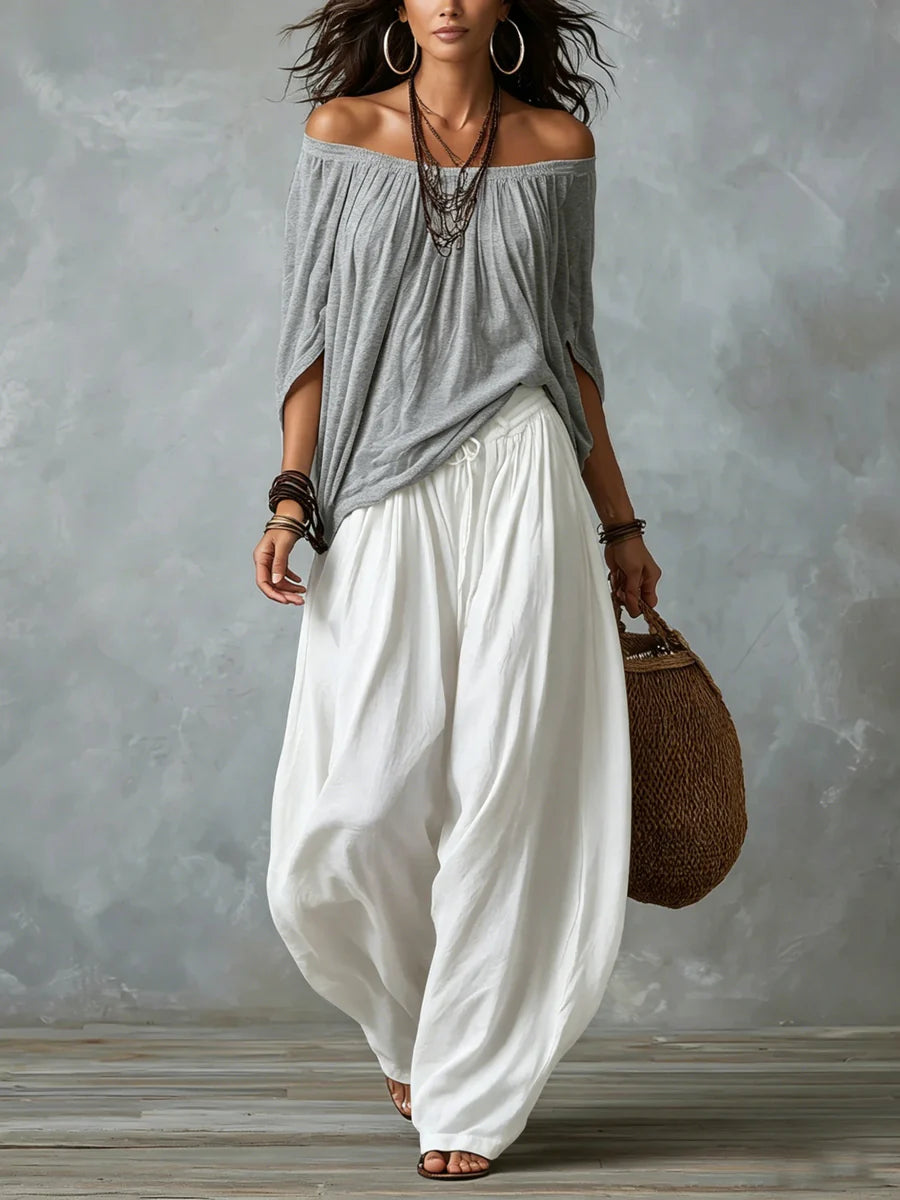 Judite | Conjunto com Top Assimétrico e Calça Palazzo
