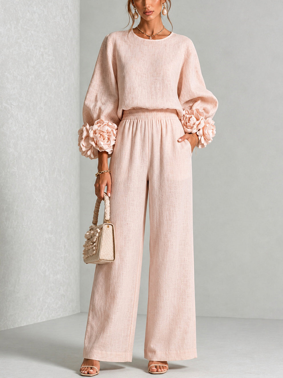Rosa | Conjunto com Punhos Florais