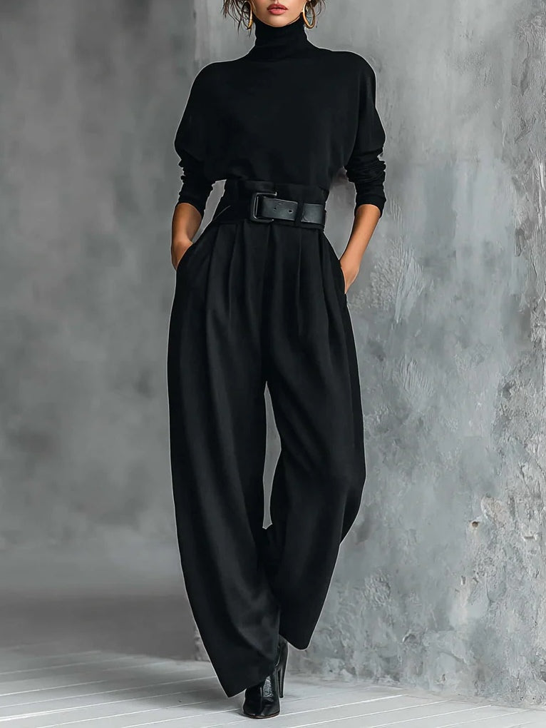 Isa - Conjunto preto de duas peças com cinto
