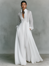 Liana - Vestido maxi minimalista de algodão e linho