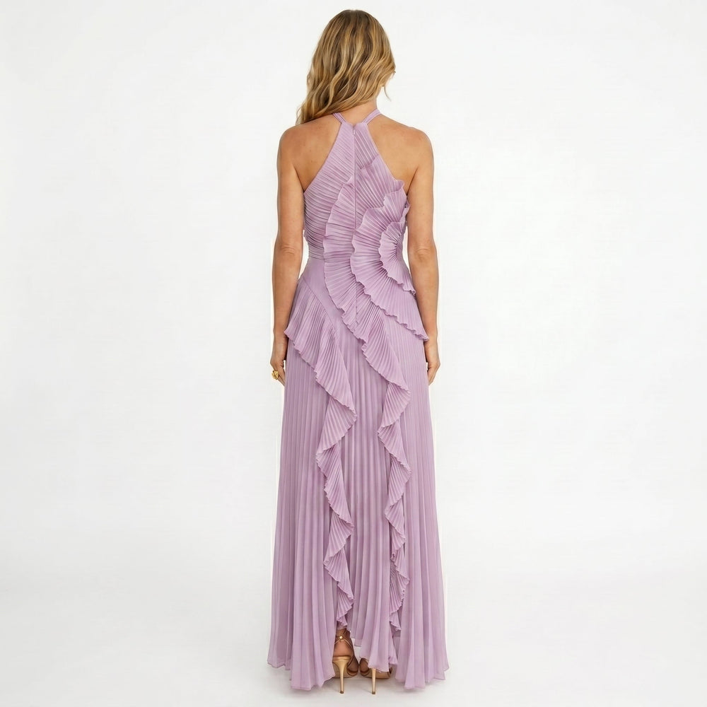 Leonor | Vestido Plissado com Folhos Elegante