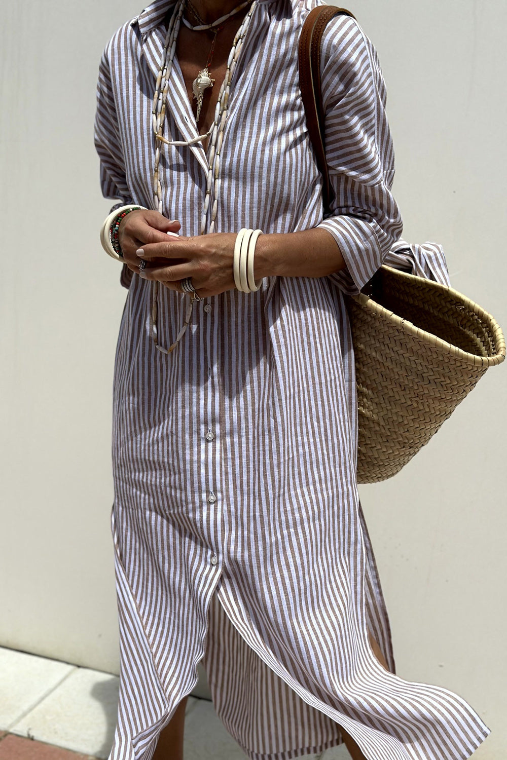 Susana | Vestido Camiseiro às Riscas
