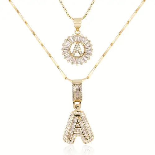 Anfangsbuchstabe Halskette Buchstabe Pavé-Set | Gold
