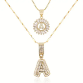 Anfangsbuchstabe Halskette Buchstabe Pavé-Set | Gold