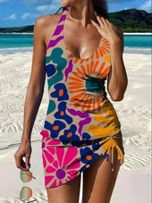 Filipa - Tankini gráfico floral com calções, efeito barriga plana