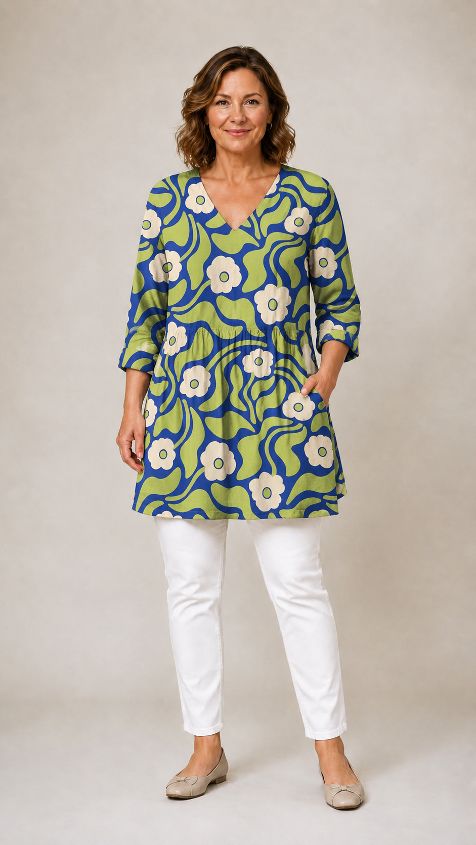 STEPHANIE | Dolga bluza z V-izrezom