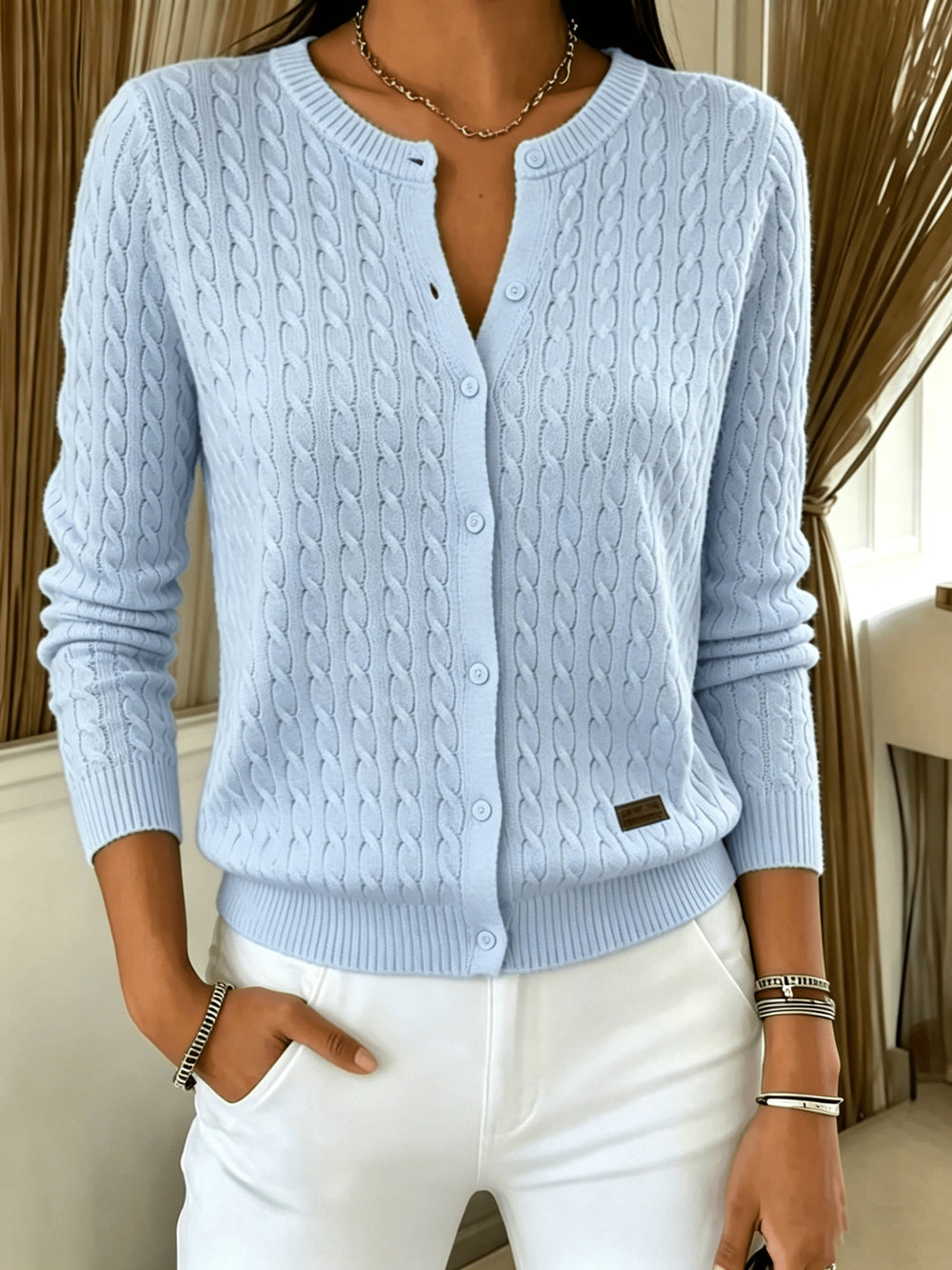 Tilde | Cardigan de Tranças com Botão