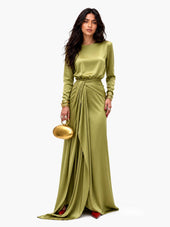 Sofia | Vestido Comprido em Cetim Drapeado