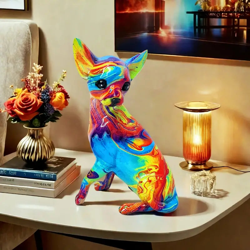 Chihuahua Colorido | Candeeiro de Mesa em Resina