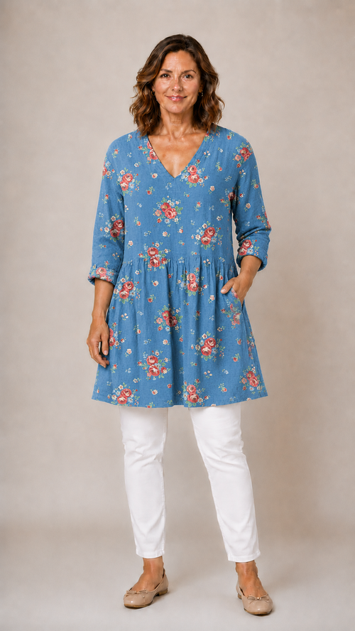 LUCIA | Dolga bluza z V-izrezom