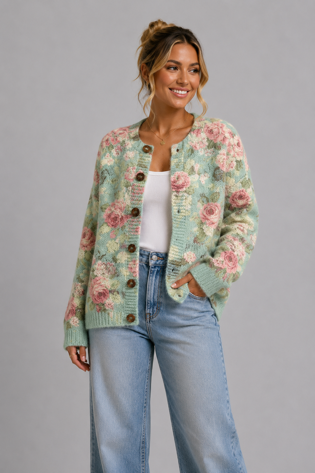 Vera - Cardigan Floral de Outono