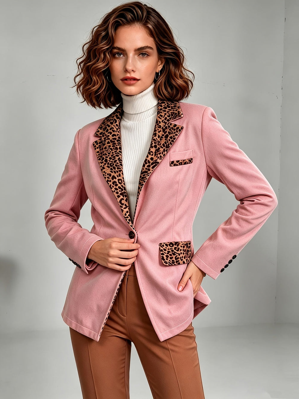 Clementina | Blazer de Veludo com Detalhes Leopardo