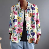 Florbela | Blazer Aberto com Estampado Floral Pintado