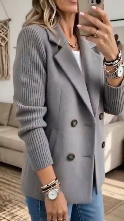 Cristina | Blazer Trespassado com Mangas de Malha