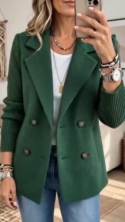 Cristina | Blazer Trespassado com Mangas de Malha