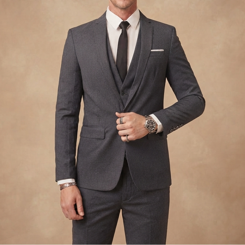 Luís | Moška tridelna obleka slim fit za slovesnosti