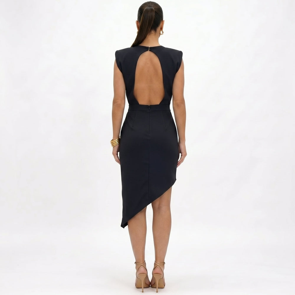 Aurora - Vestido Assimétrico com Ombros Estruturados
