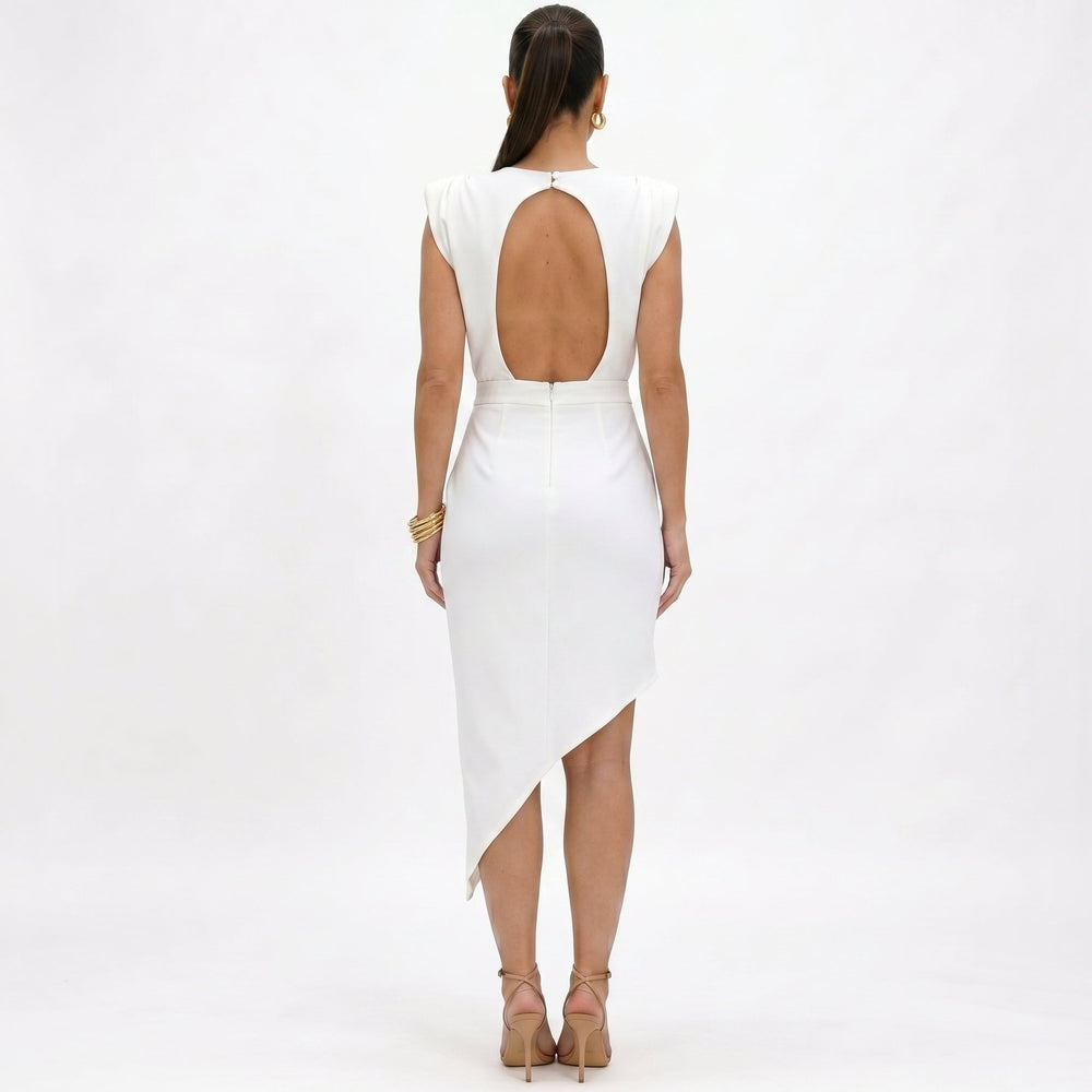 Aurora - Vestido Assimétrico com Ombros Estruturados