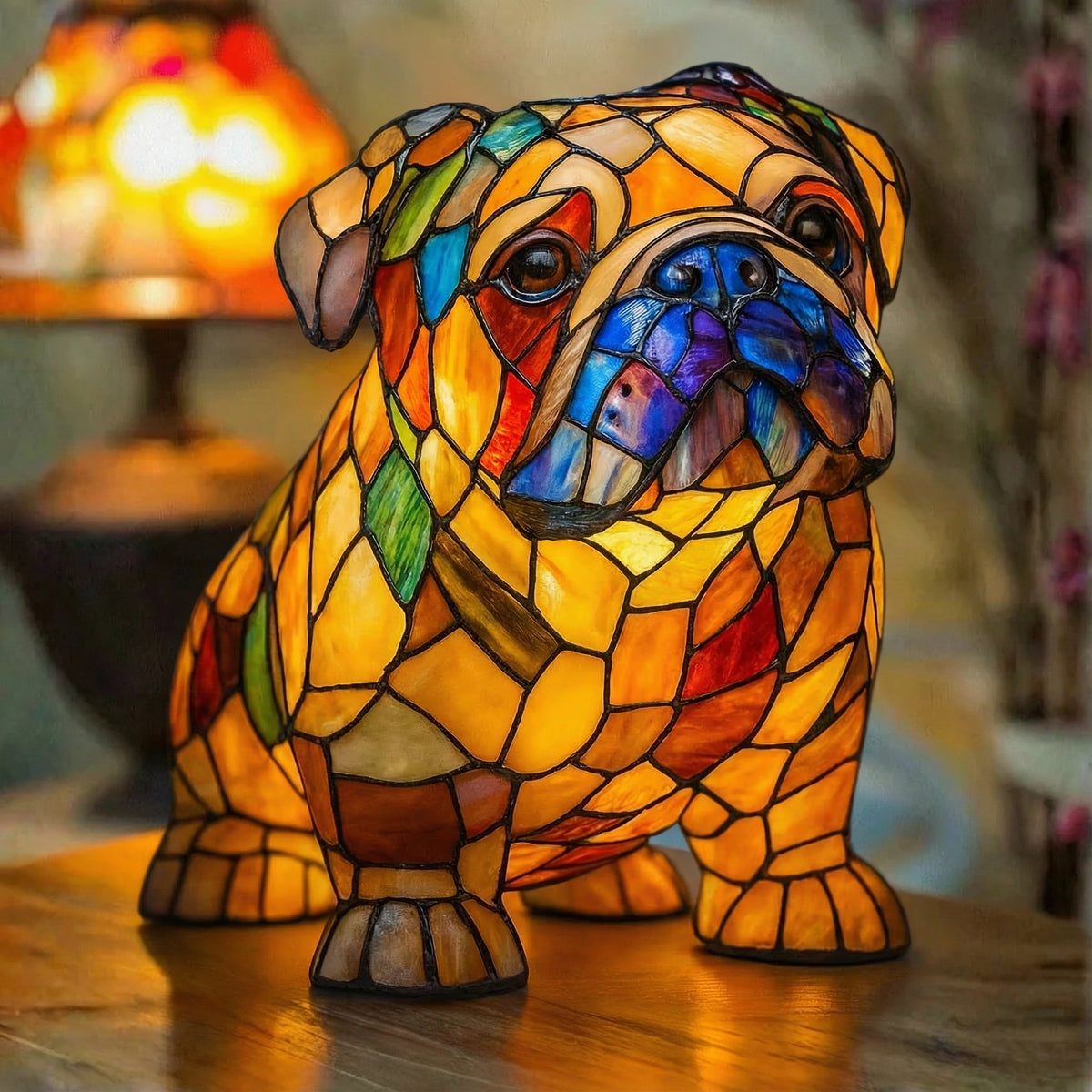Manuel | Candeeiro Bulldog Inglês em Vitral