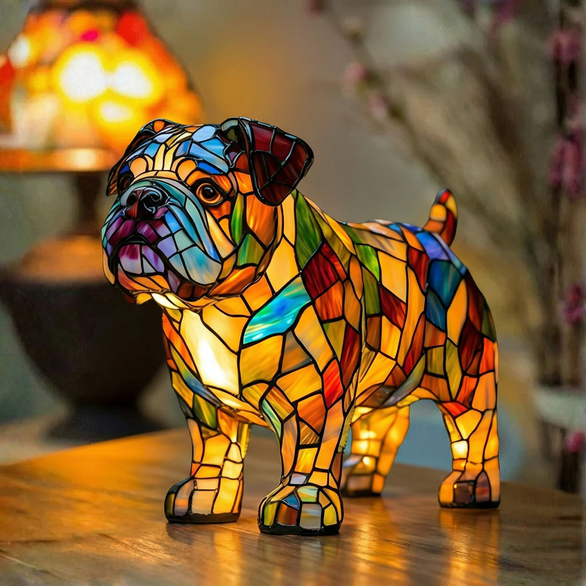 João | Candeeiro Bulldog Inglês em Vitral