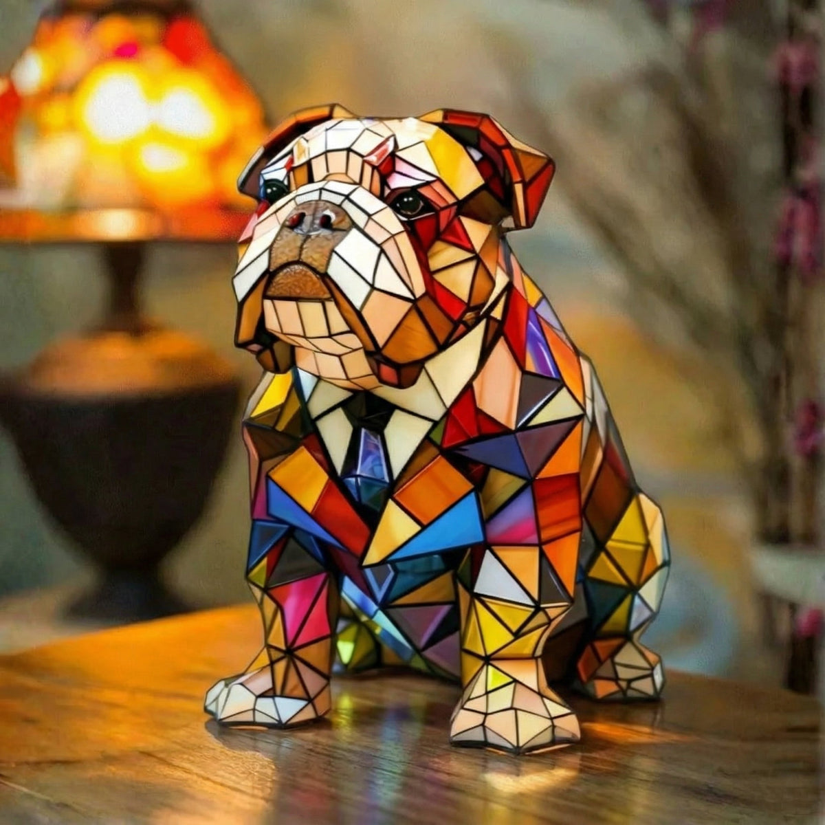 Miguel | Candeeiro Bulldog Elegante em Vitral
