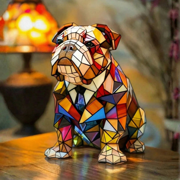 Miguel | Candeeiro Bulldog Elegante em Vitral