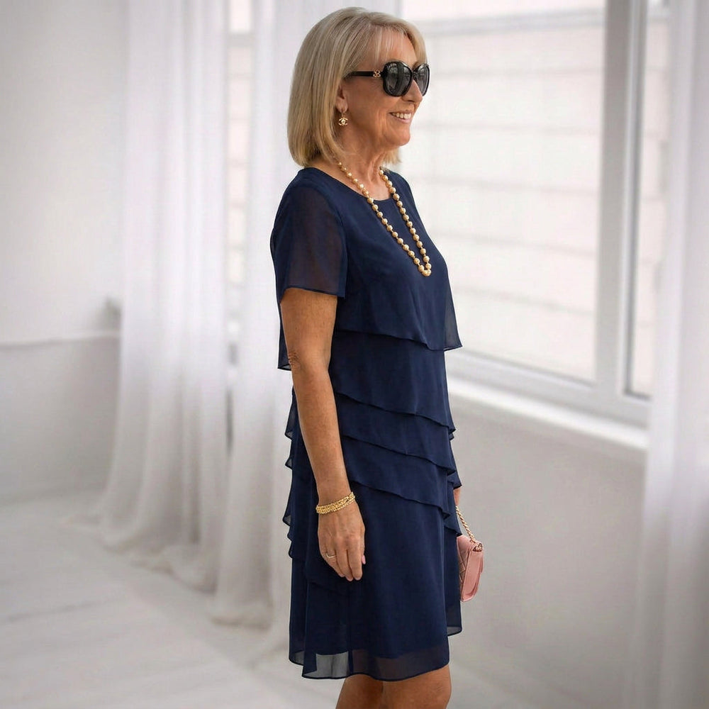 Lídia - Vestido Ruffle de Conforto Elegante