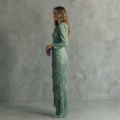 Gabriela - Vestido Longo de Franjas com Decote em V
