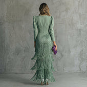Gabriela - Vestido Longo de Franjas com Decote em V