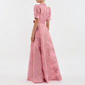 Matilde - Vestido Longo em Jacquard Floral com Cinto