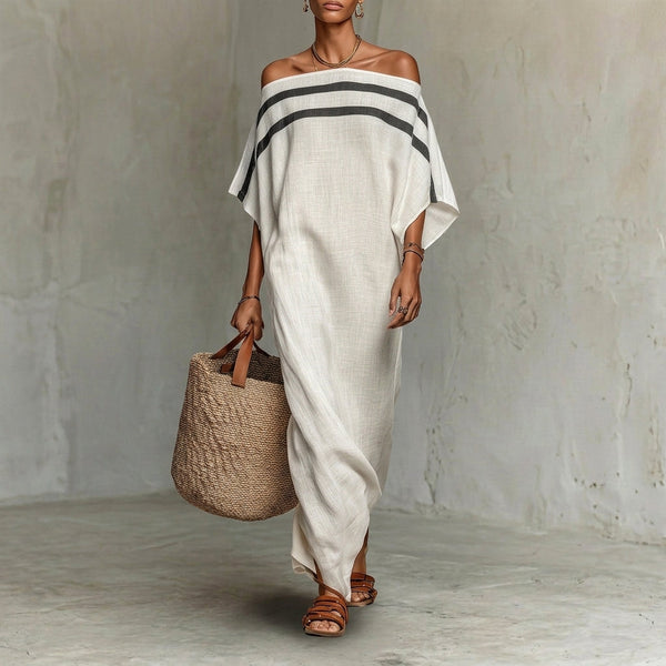 Amélia - Vestido maxi feminino minimalista em linho