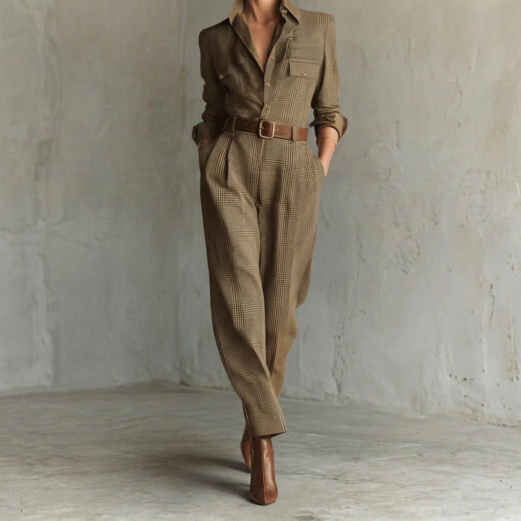 Ana - Macacão em xadrez elegante