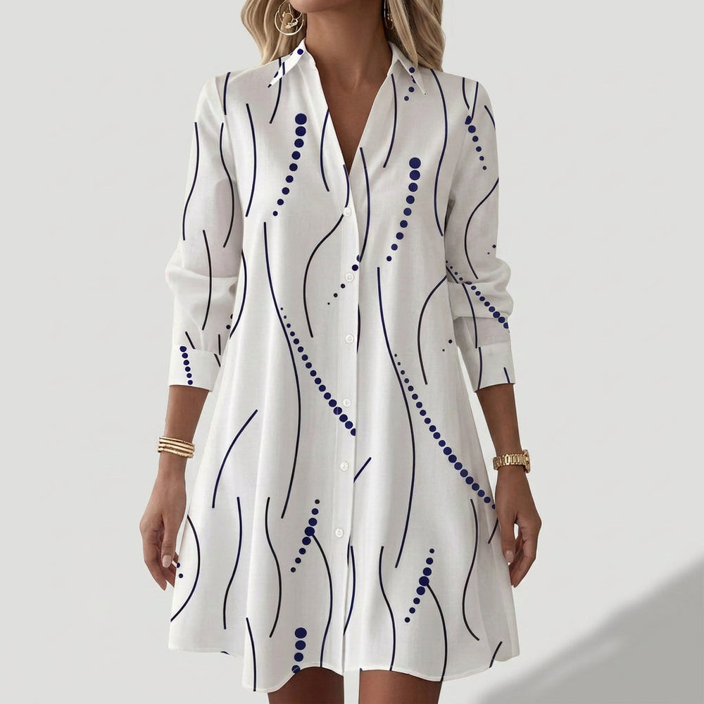 Daniela - Vestido de Camisa com Padrão Geométrico
