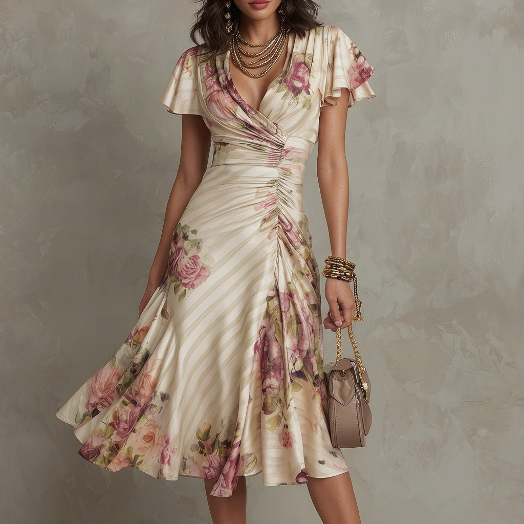 Aida – Elegantna midi satenska obleka