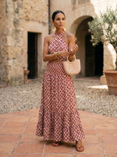 Joana | Conjunto de Top Halter e Saia Comprida