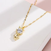 Cidália | Colar Gatinho Dourado com Zircónia