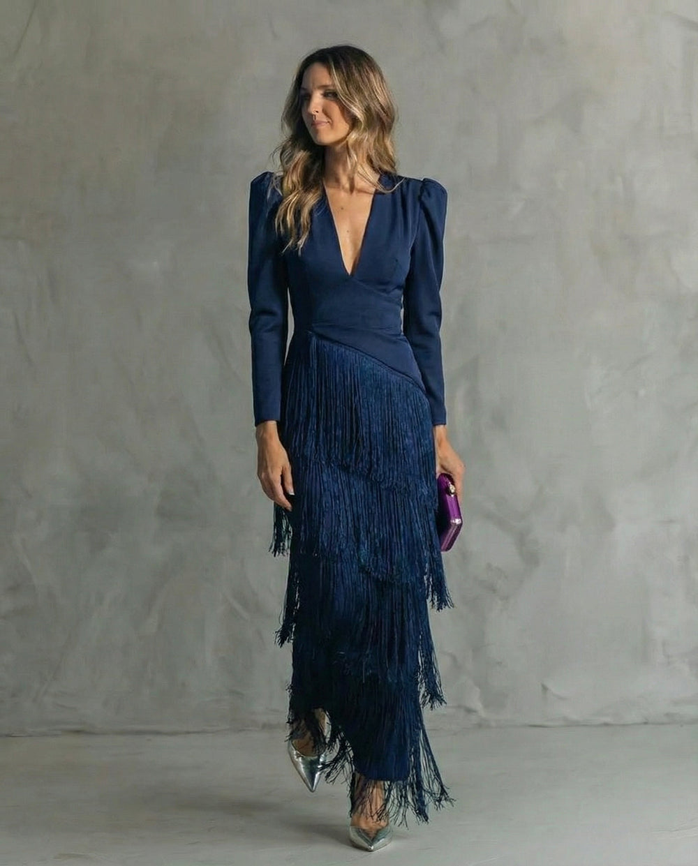 Chiara | Vestido Elegante com Mangas de Franjas