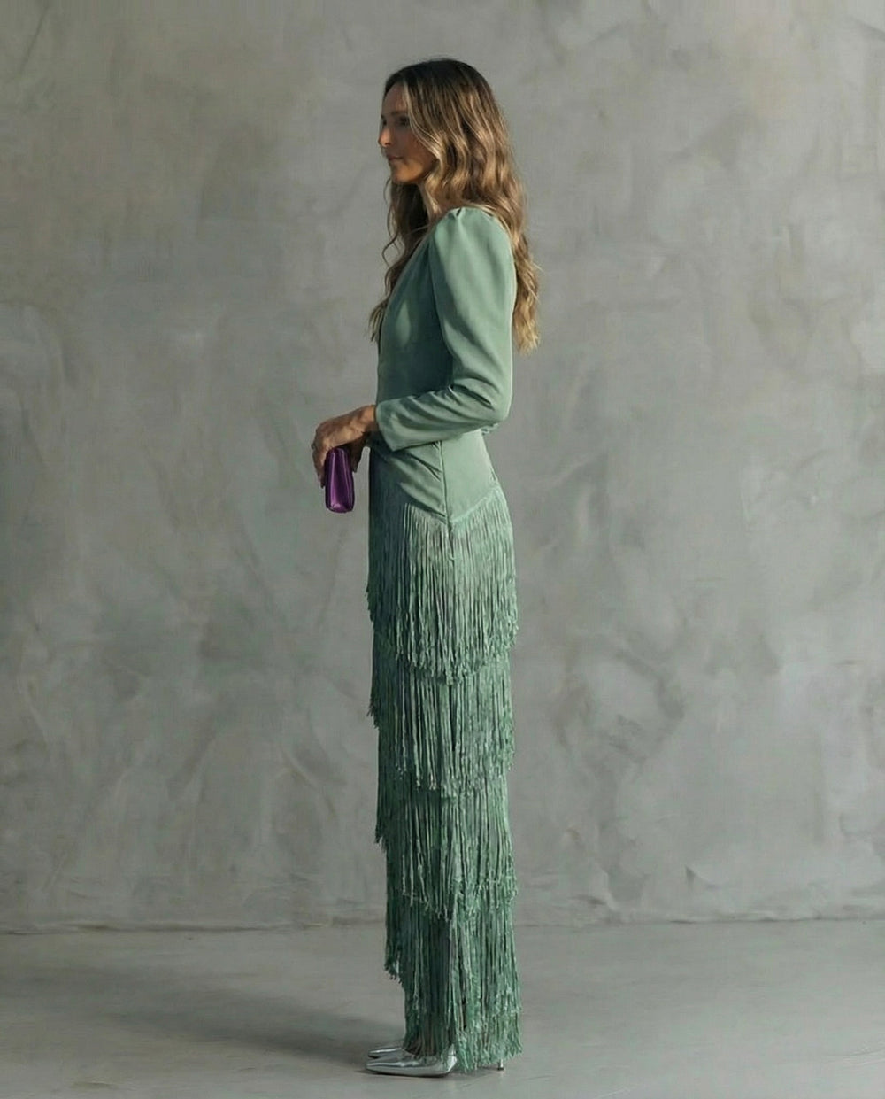 Chiara | Vestido Elegante com Mangas de Franjas