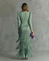 Chiara | Vestido Elegante com Mangas de Franjas