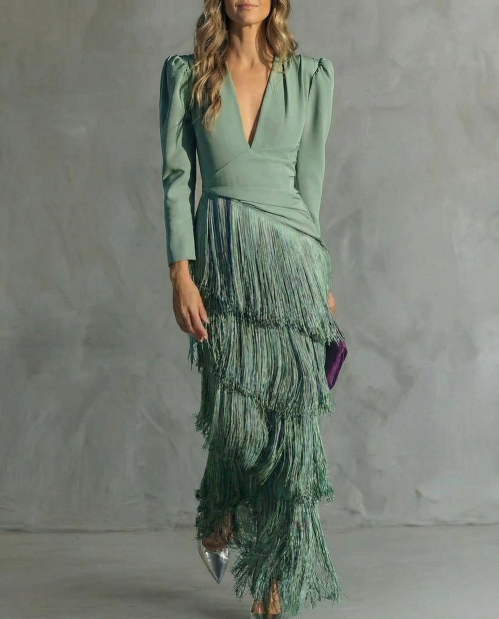 Chiara | Vestido Elegante com Mangas de Franjas